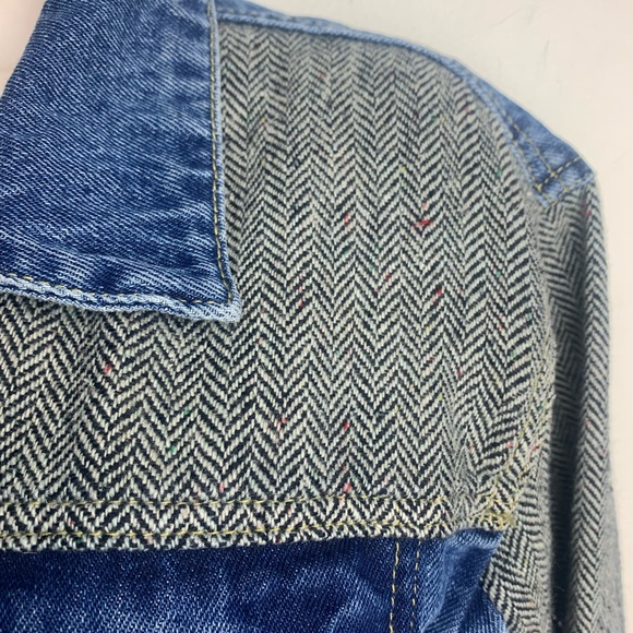 Anthropologie Evidnt LA Denim Tweed Oversized Colorblock Jacket Sz XS-M - Picture 16 of 16